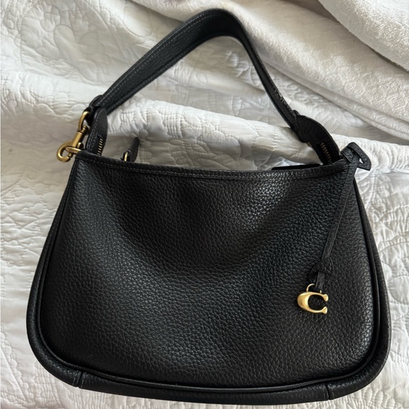 Coach Black Leather Shoulder Bag with Gold Accents - Picture 1 of 6